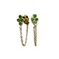 18 KT Gold 4 Clover Emerald Chain Earring