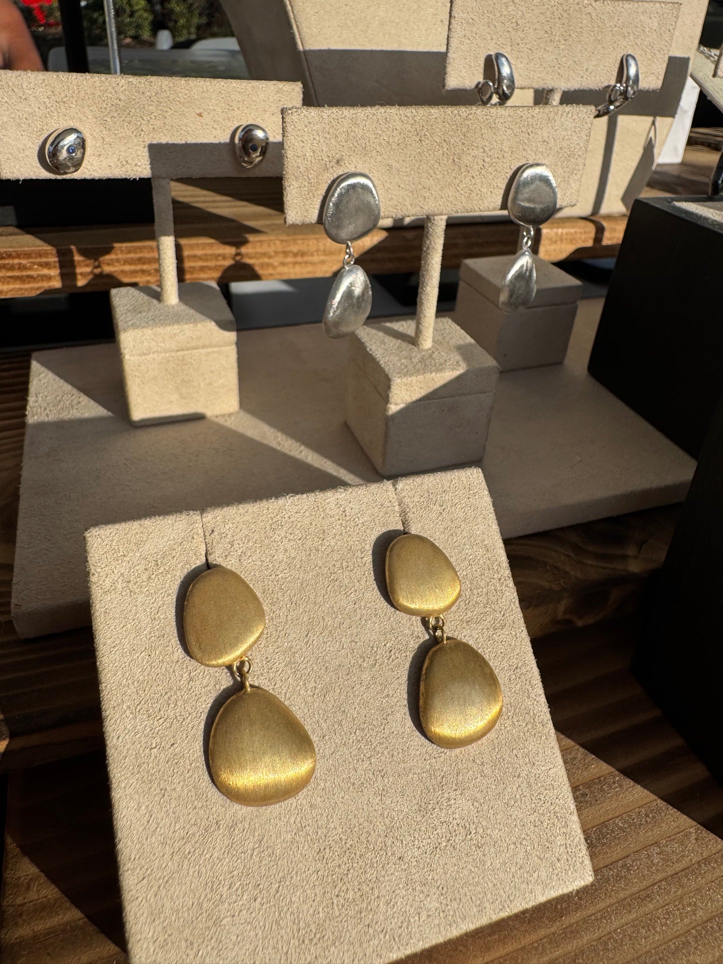 Sand Pebble Double Drop Earrings