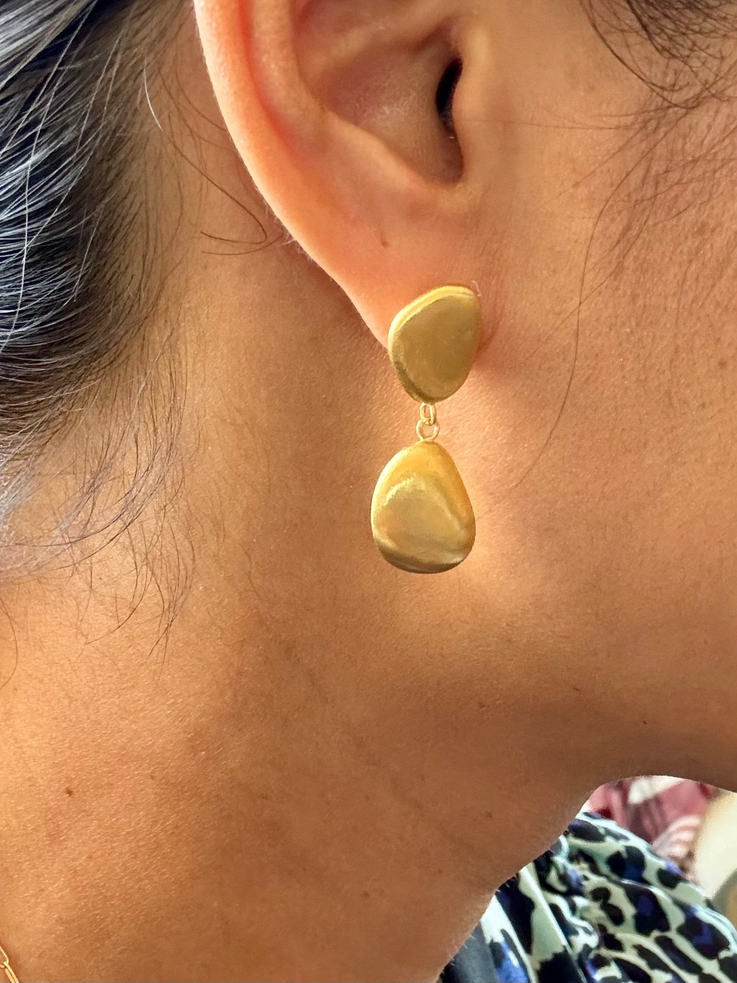 Sand Pebble Double Drop Earrings