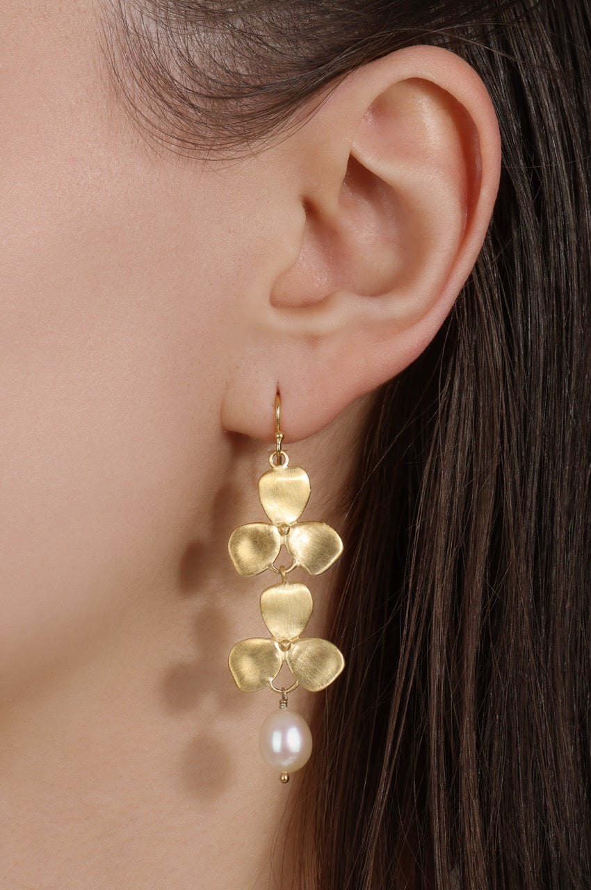 Violet Double Drop Earring with Pearl